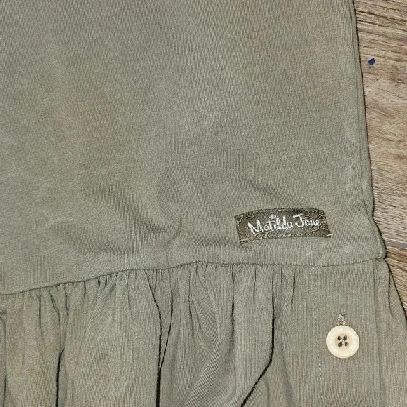 SOLD Matilda Jane Tree Top Big Ruffles Pull On Olive Green Pants Sz M - Picture 5 of 8